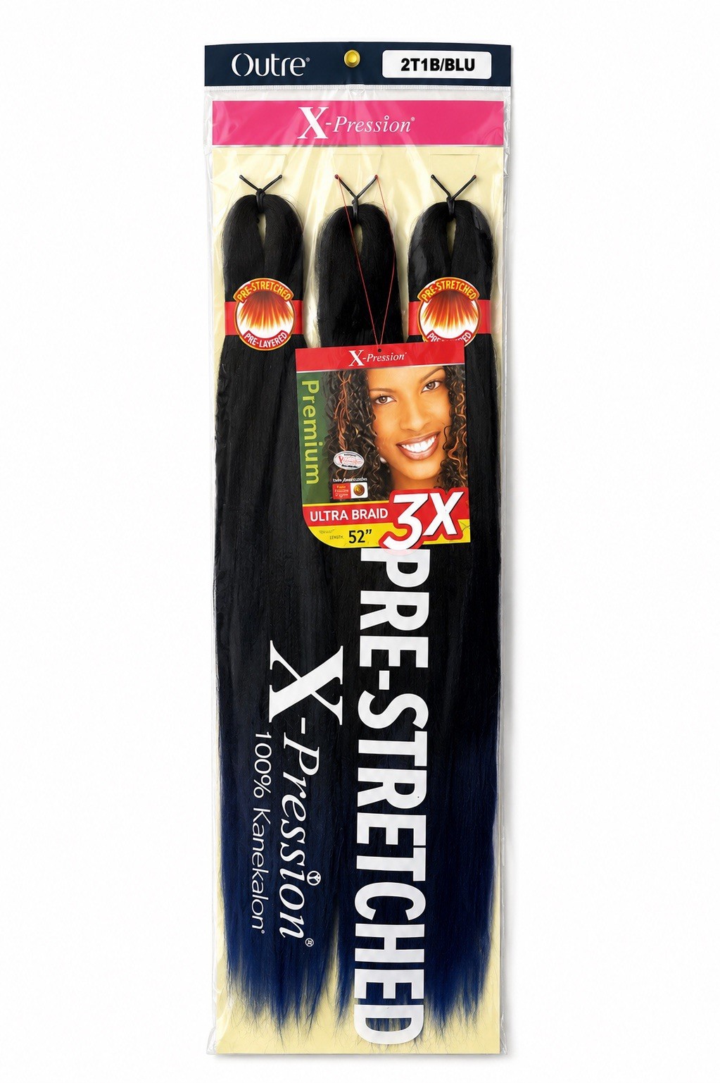 Outre X-Pression Pre-Stretched Synthetic Braiding Braid 52 in 2T1B/BLU