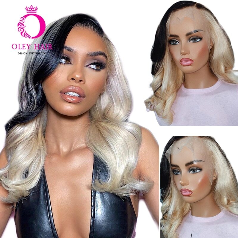 13×4 Synthetic Lace Front Preplucked Tansparent Highlight 30 Inch Body Wave Wigs