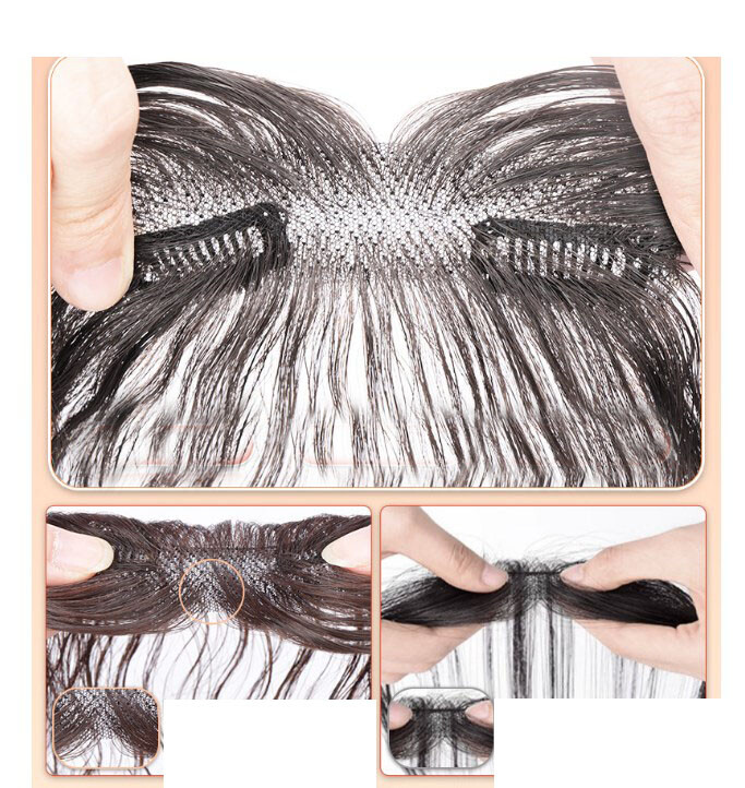 Thin Neat 100% Human Hair Forehead Hairline Wavy Bangs Hairpiece For Women