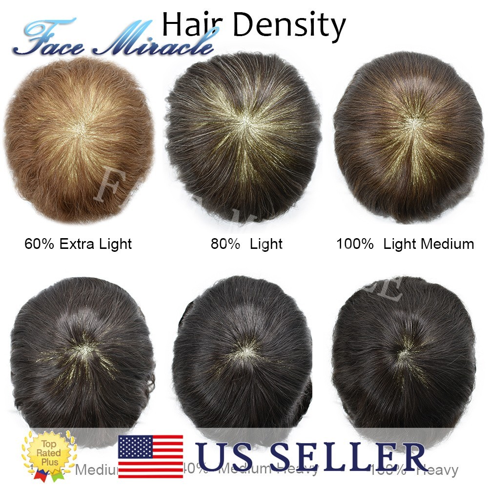 Ultra Thin Skin Mens Hair Piece Human Hair Replacement System V-Looped PU Toupee