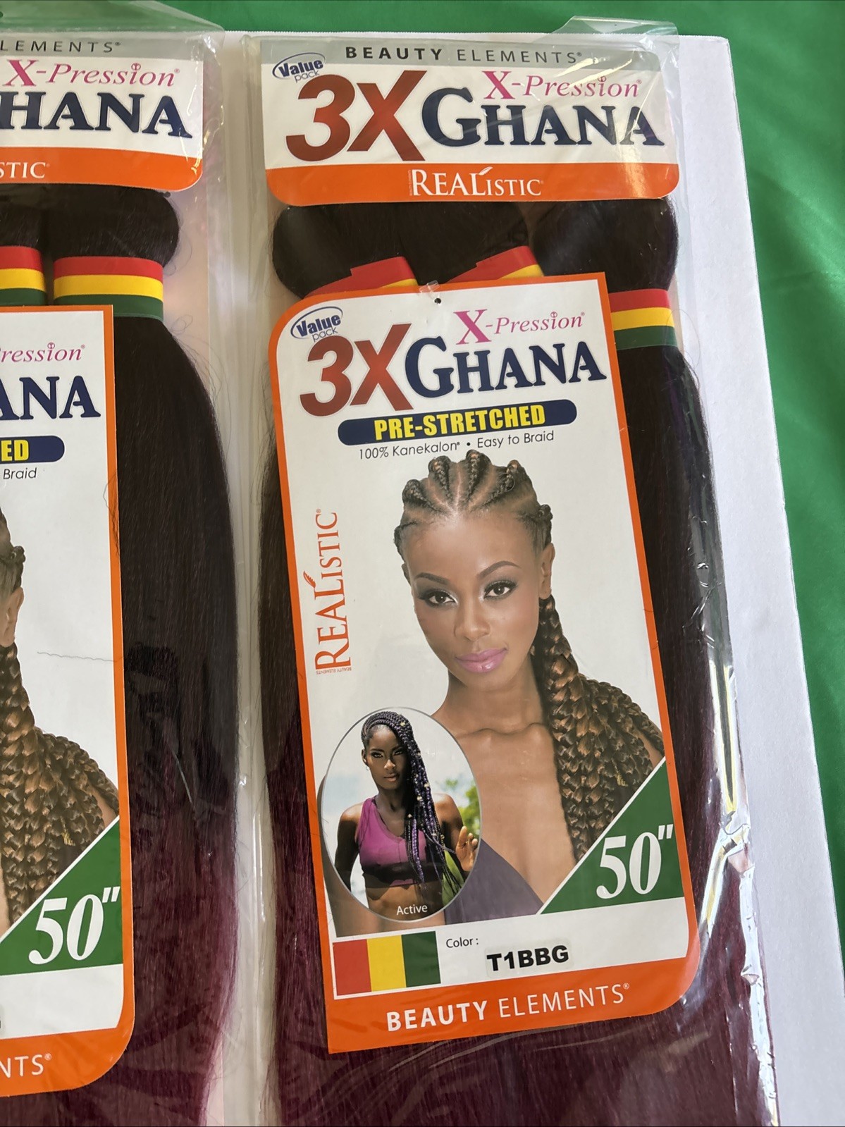 Wholesale 6ct Realistic 50” 3X GHANA PRE STRETCHED 100% Kanekalon Color T1BBG