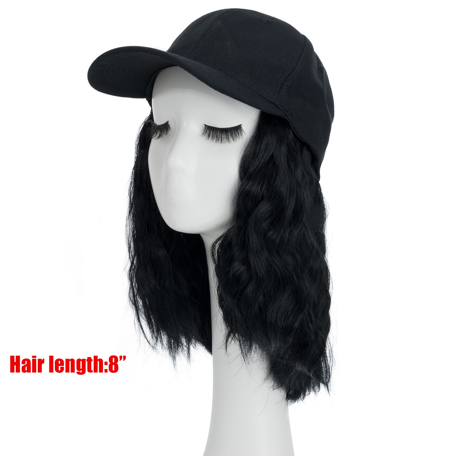 Baseball Cap with Short Hair Extensions for Women Synthetic Adjustable Hairpiece