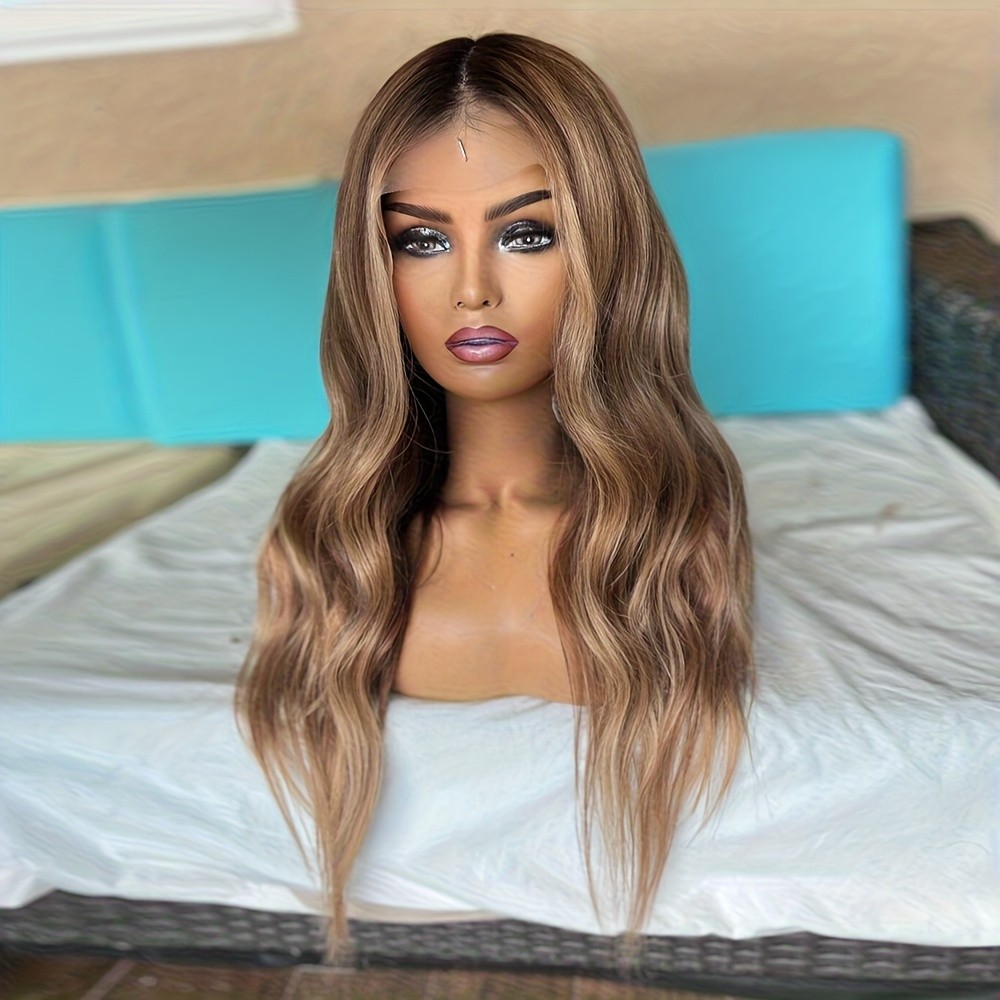 Brown Blonde Ombre Mixed Color 13×4 Lace Front Wigs Women Party Natural Hairline