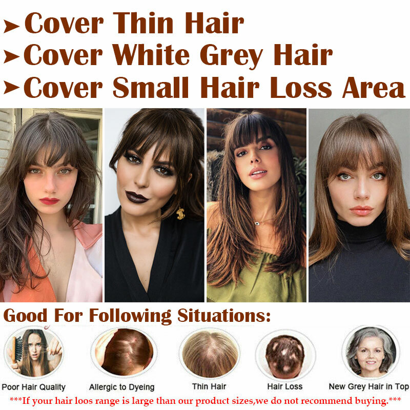 Thick Corn Wavy Topper Hair Clip In Mimic-Human Hair Extension Full Head Brown