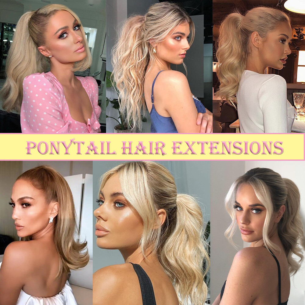 Thick Real Claw Ponytail Clip In Hair Extensions Pony Tail Wavy As Human Hair US