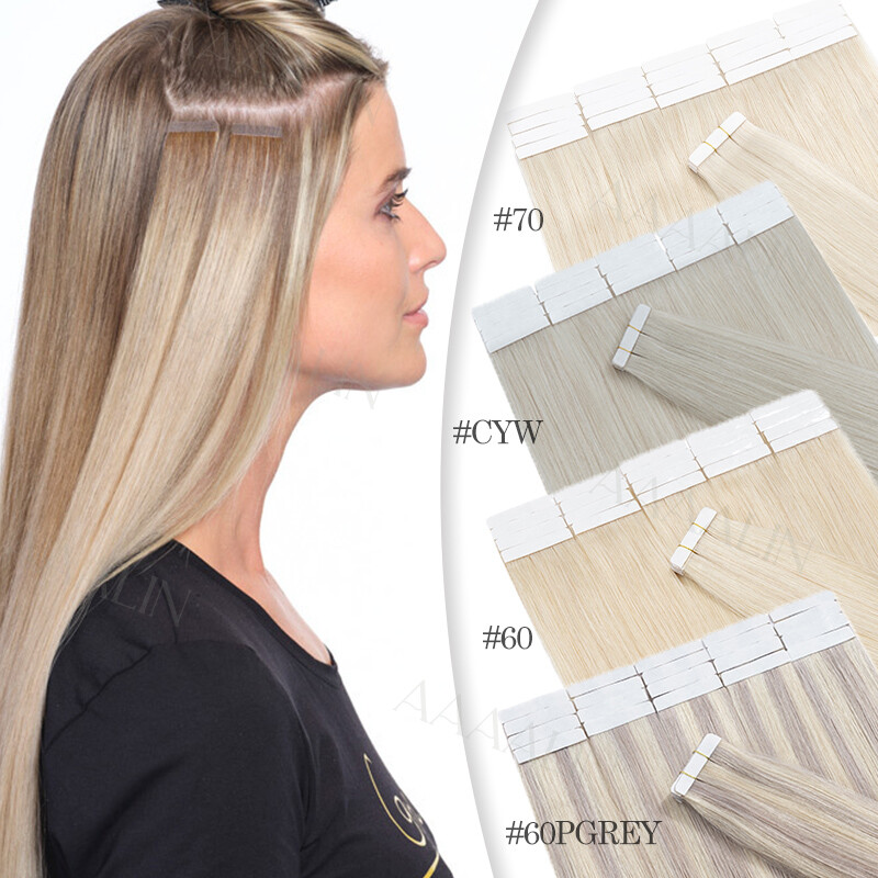 Thick Tape In Indian Remy Real Human Hair Extensions Skin Weft 40PCS Full Head