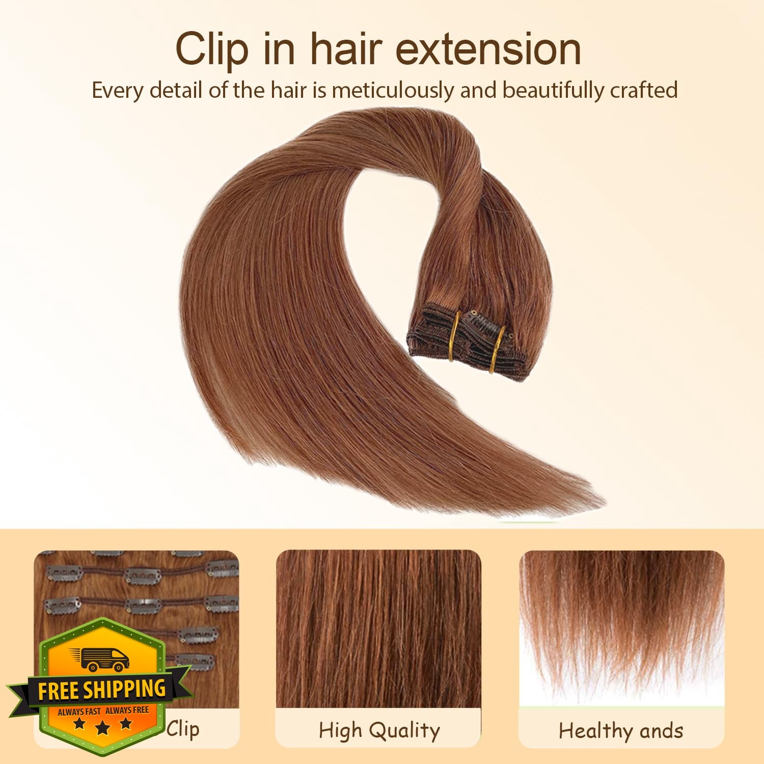Poutpoutm #30 Light Brown Clip Hair 32 Inch 7pc