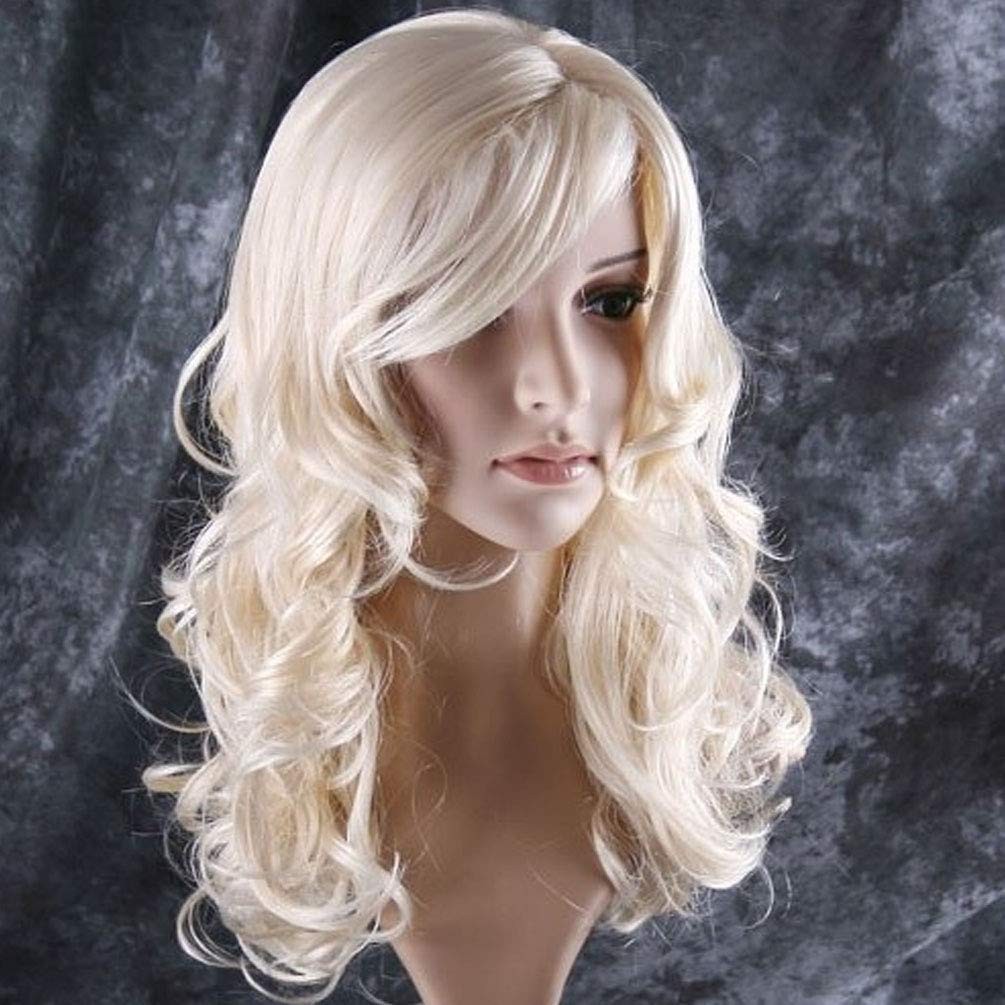 24″ Stylish Long Curly Blonde Hair Wig Party Perruque (Blonde)
