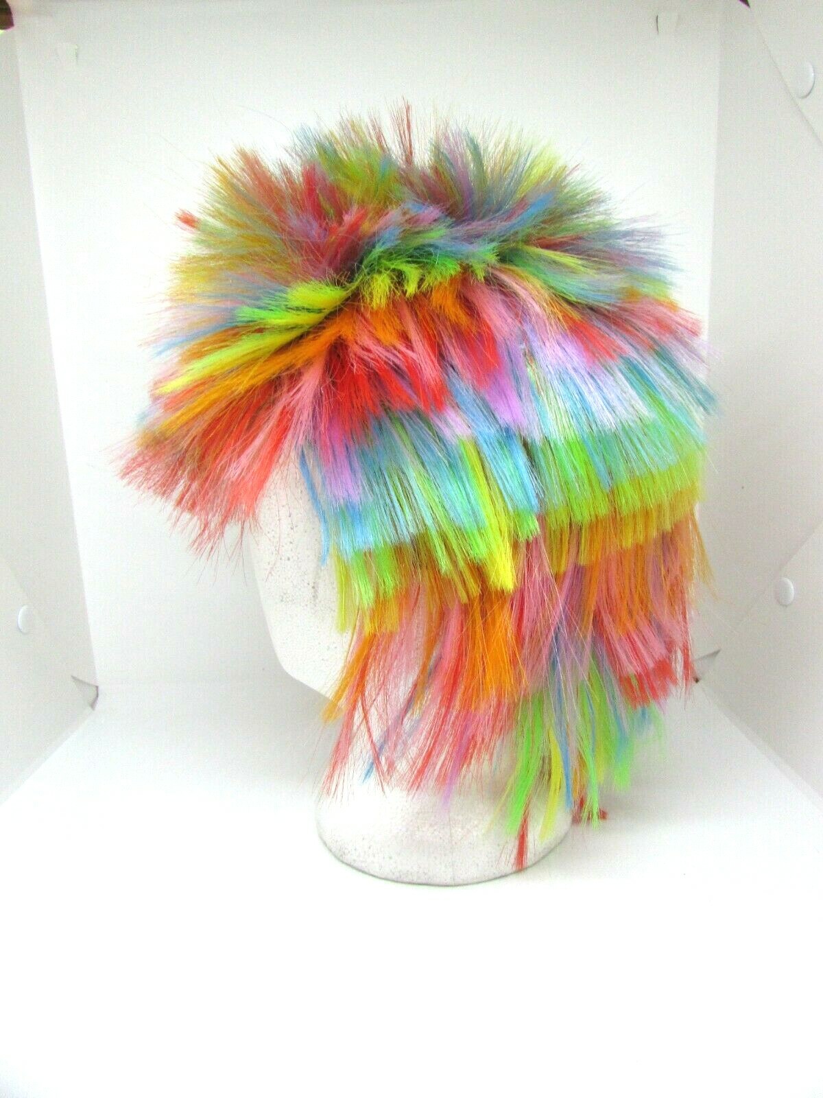 Vintage 80’s Japan DELUX, Rainbow LGBTQ Gay Pride MULLET WIG, Small