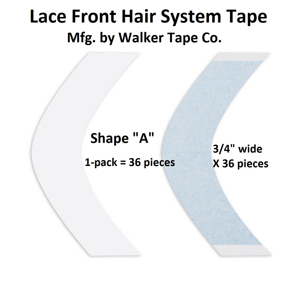 Lace Front Hair System Tape By Walker Tape Shape A 1-pack = 36 pcs