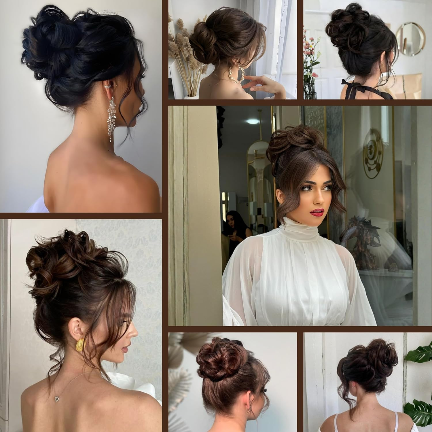 1PCS Messy Bun Hair Piece Wavy Curly Thick Updo Hairpiece Synthetic Chignon Hair