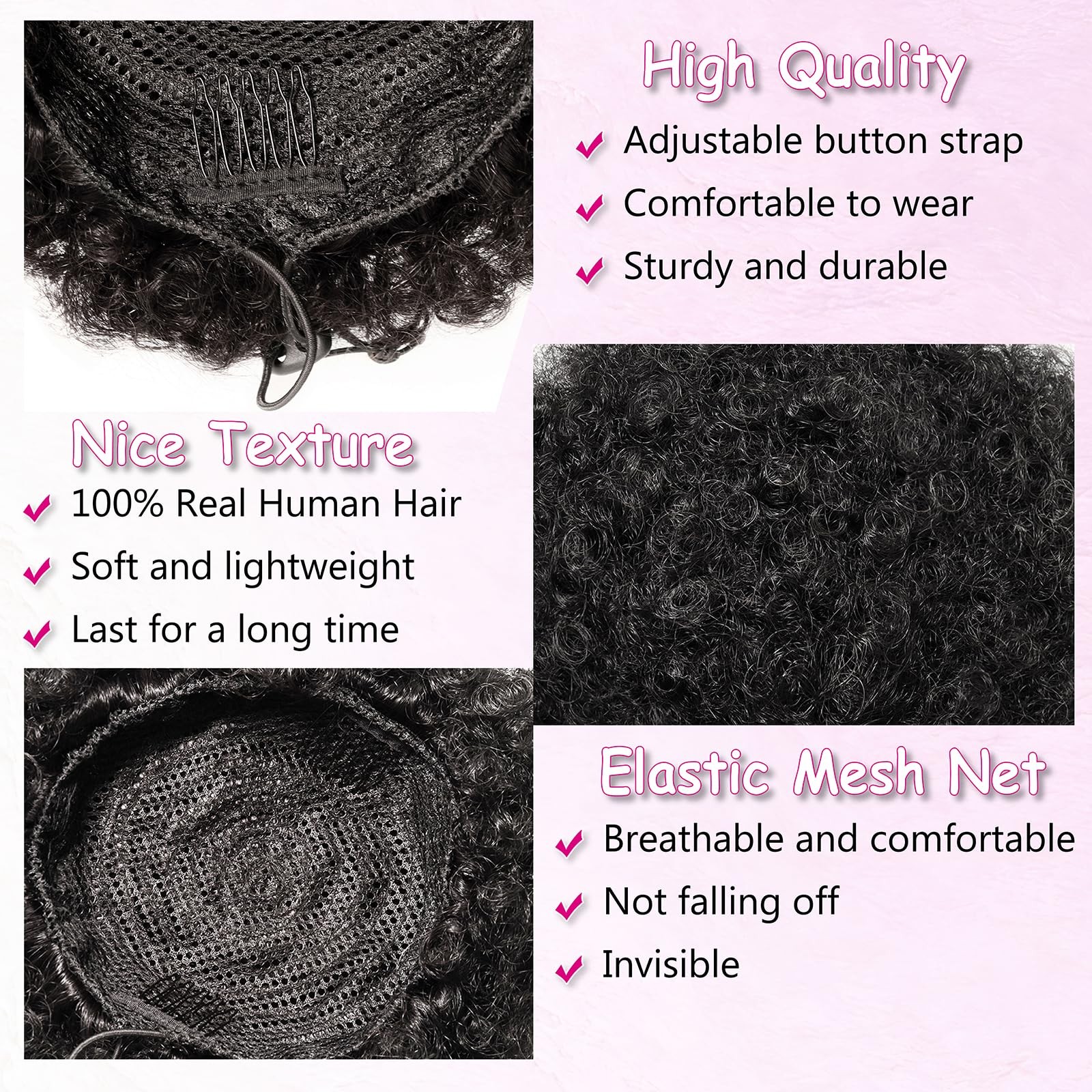 Afro Puff Ponytail for Black – Natural Black 8 Inch 100% Human Hair Puff Hair…