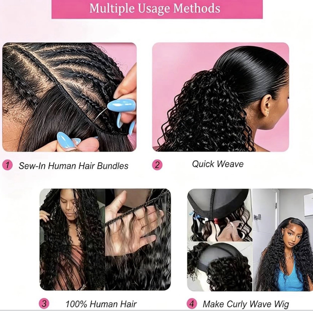 Burmese Curly Bundles Human Hair 16 18 20 Inch 100% Unprocessed Quick Weave Hair