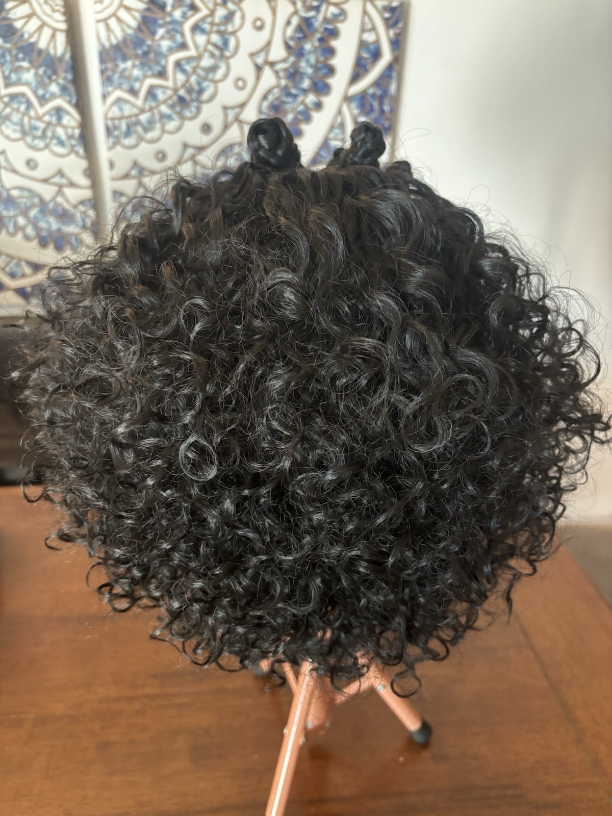 Lave Front Curly Synthetic Breaded Stylish Dark Brunette Bob Wig