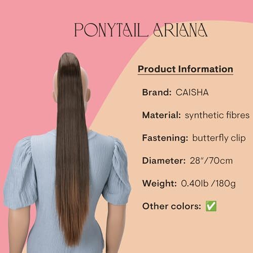 28″ Extra Long Straight Ponytail Hairpiece Heat-resistant brown mix #2T30 H81