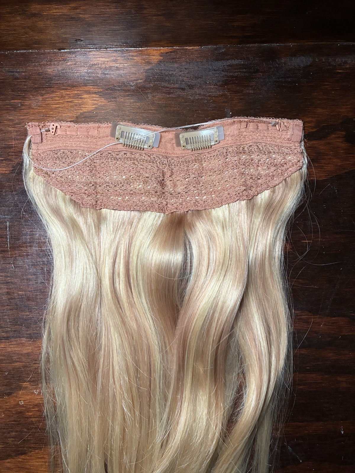 Sunny Hair FISHLINE 16″ Ash Blonde to Platinum Halo Wire Human Hair Extensions