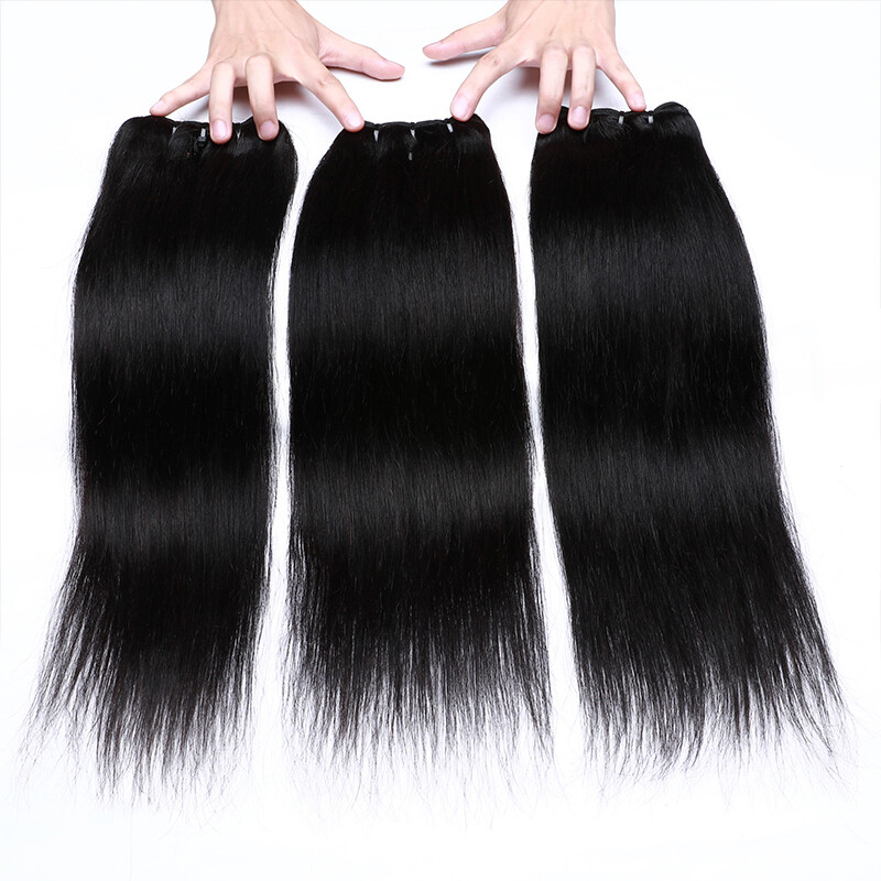 THICK 1-3 BUNDLES Brazilian Virgin Human Hair Weft Extensions Straight Body Wave