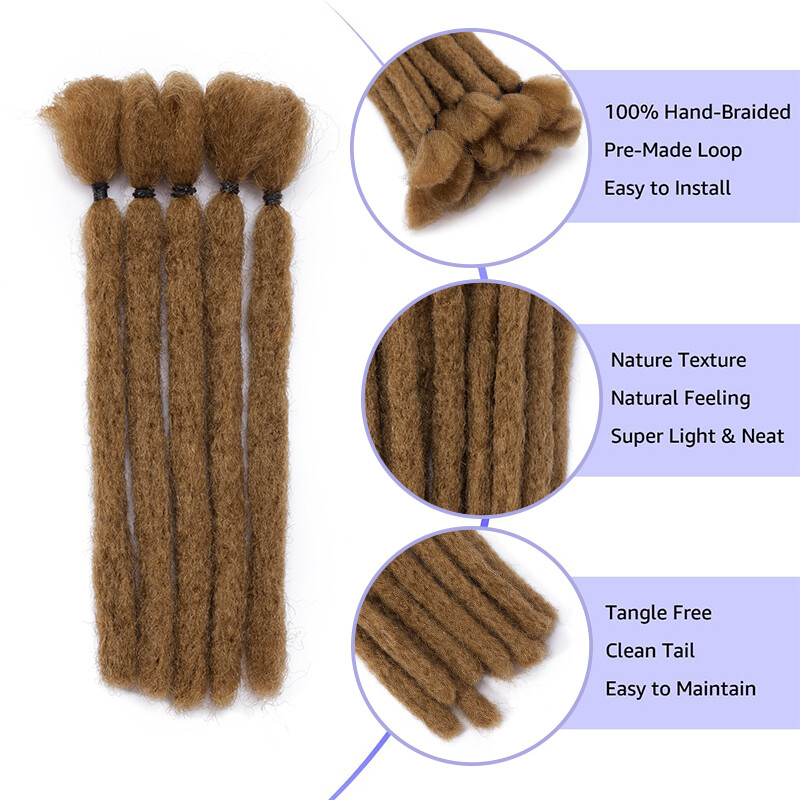 6″/12″ Dreadlocks Hippie Hair Extensions Handmade As Human Short Dreads Locs USA