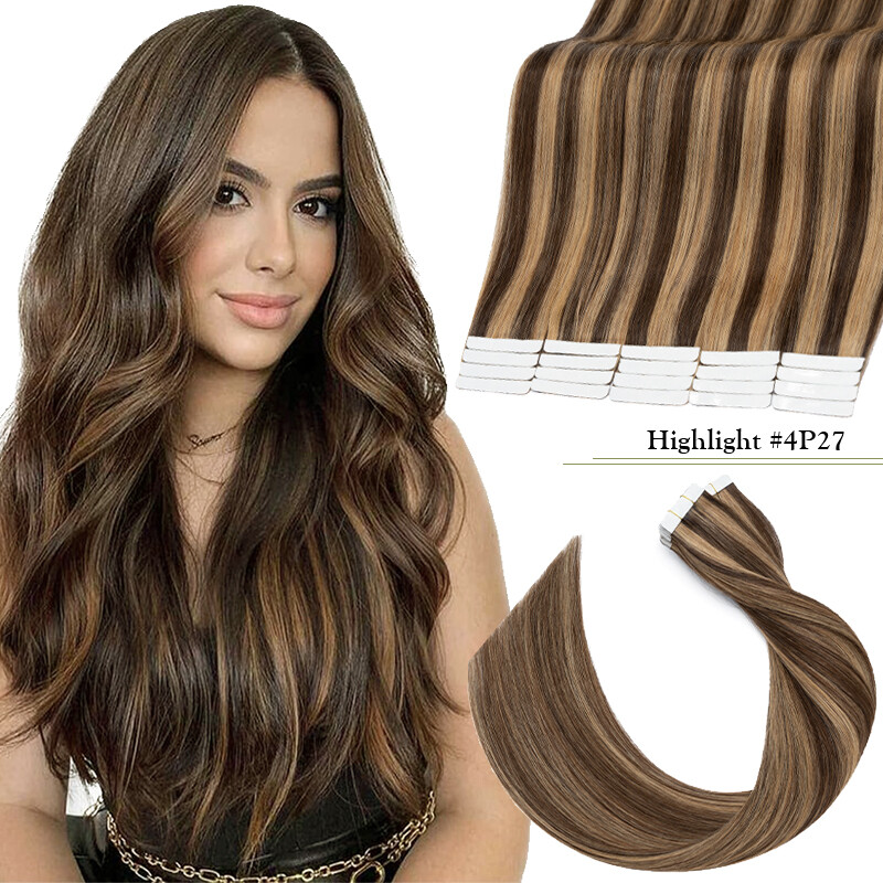Double Drawn Invisible Tape in Skin Weft Remy Real Human Hair Extensions THICK