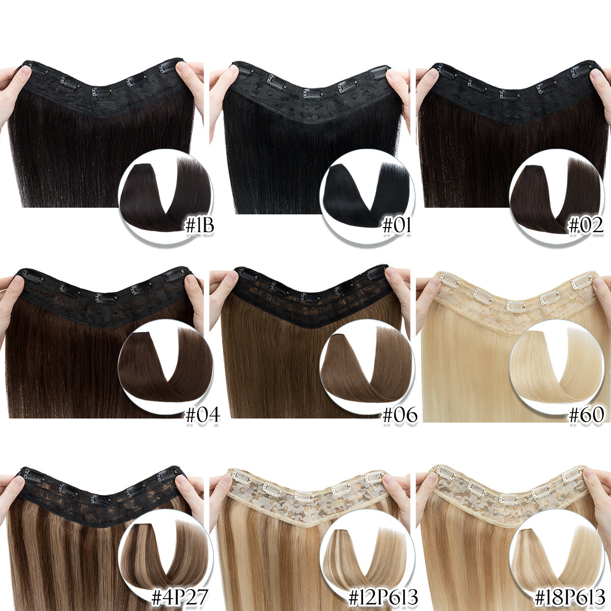 AAA+ V-Shaped One Piece Clip In Remy Human Hair Extensions Blonde 3/4 Full Head