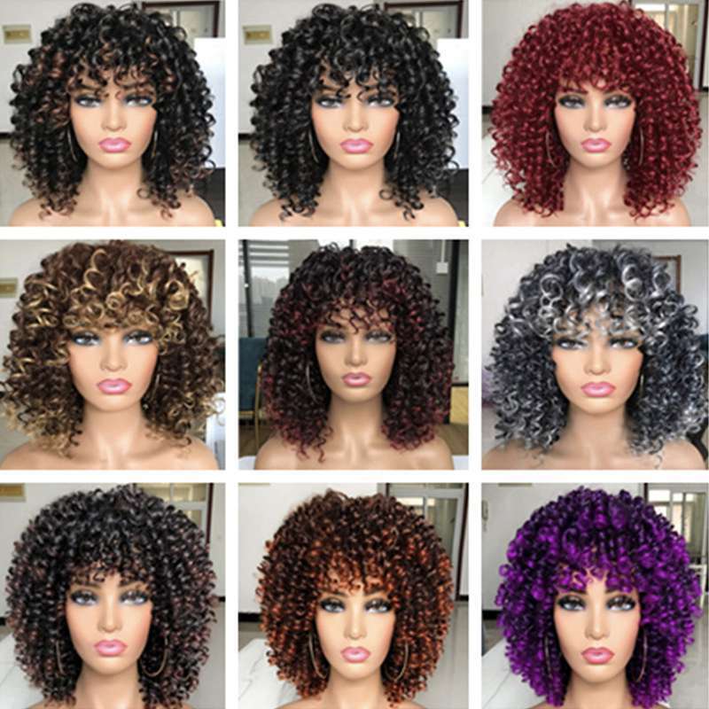 Curly Hair Wigs Cosplay SA Brazilian Fancy Short Full Wig Women Afro Curly Kinky