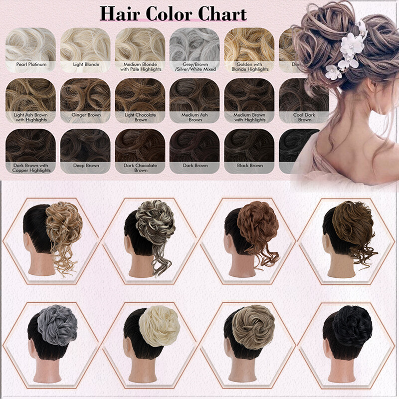 Natural Clip on in Messy Bun Hair Piece Extension Hair Claw Clip Wedding Updo US