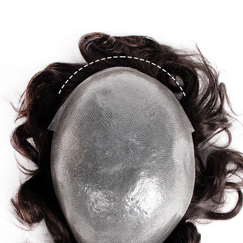 GEX Mens Toupee HairPiece V-loop 0.08mm Thin Skin Human Hair Replacement System