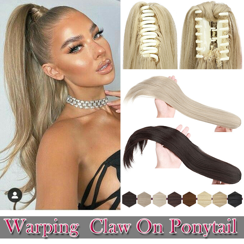 Ponytail Claw on Clip in Hair Extension Synthetic Hairpiece As Human Hair Curly