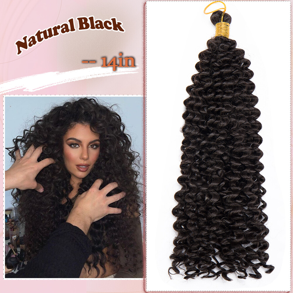 Black Jerry Curly Water Wave Braids Twist Crochet Braiding Hair Extensions Ombre