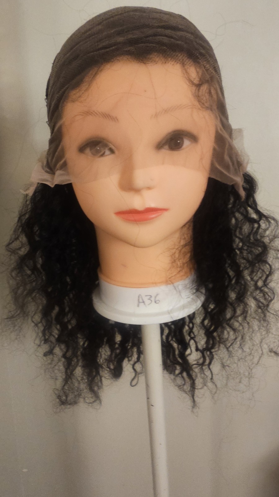 High Quality regular 22″ black waterwave 100% Virgin Human Hair Lace front Wig.