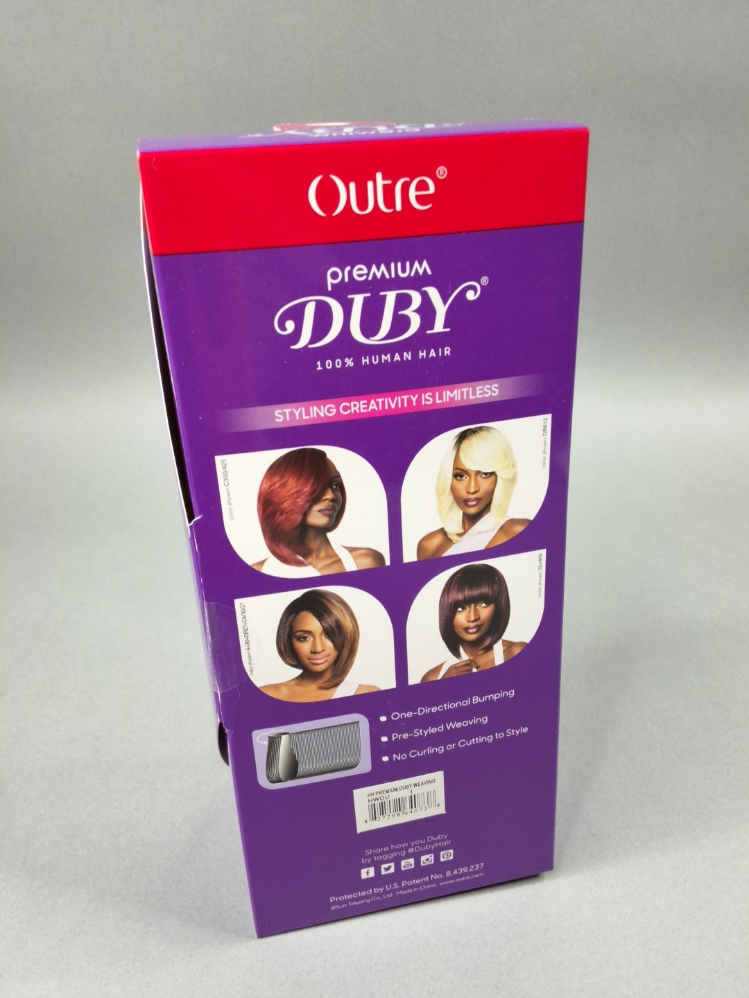 8″ #1 Jet Black Duby Bob Human Hair Extensions Outre Weft Sew in or Bonding