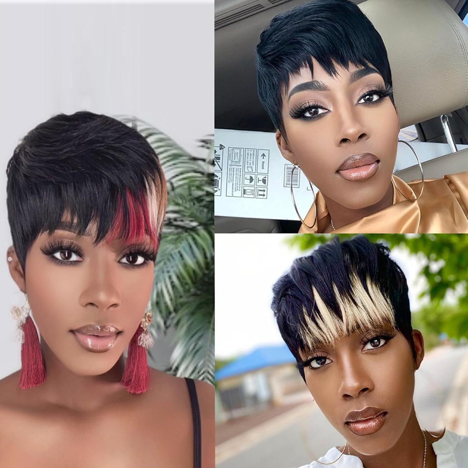 Pixie Cut Wig for Black Women Human Hair 1B613 Pixie Haircut Wig with Bangs