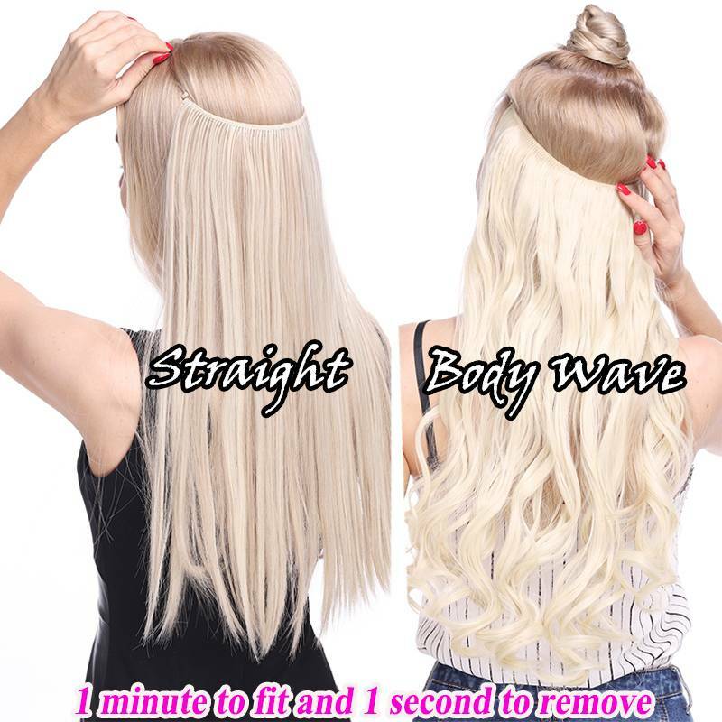 Thick Hidden Weft Wire In One Piece Remy Human Hair Extensions No Clip Balayage