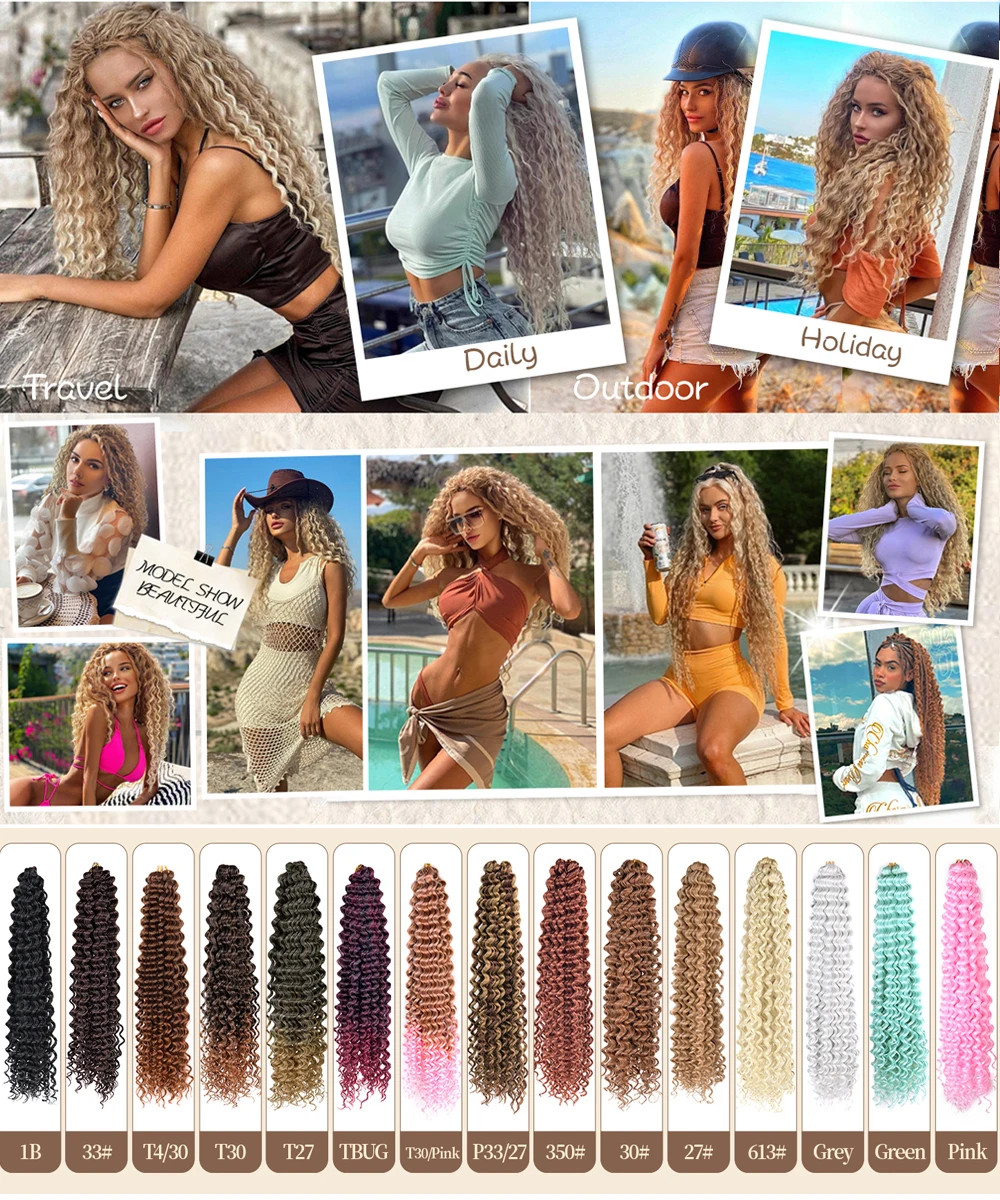 Ocean Wave Crochet Hair 28Inch Ariel Curly Synthetic Loose Deep Wave Braiding