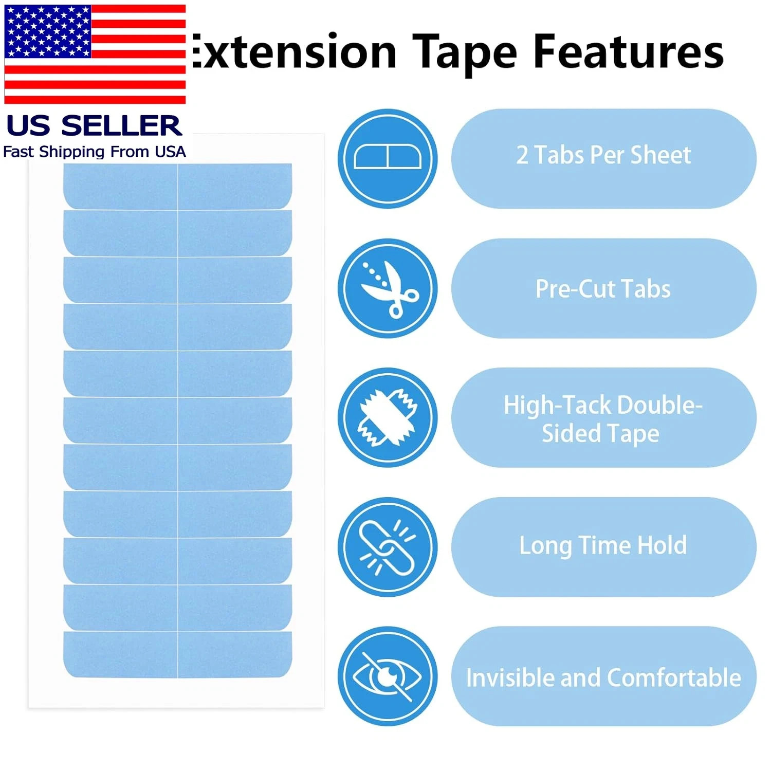Hair Extension Tape, 120Pcs Tape Replacement, Double Sided Strong Hair Extension