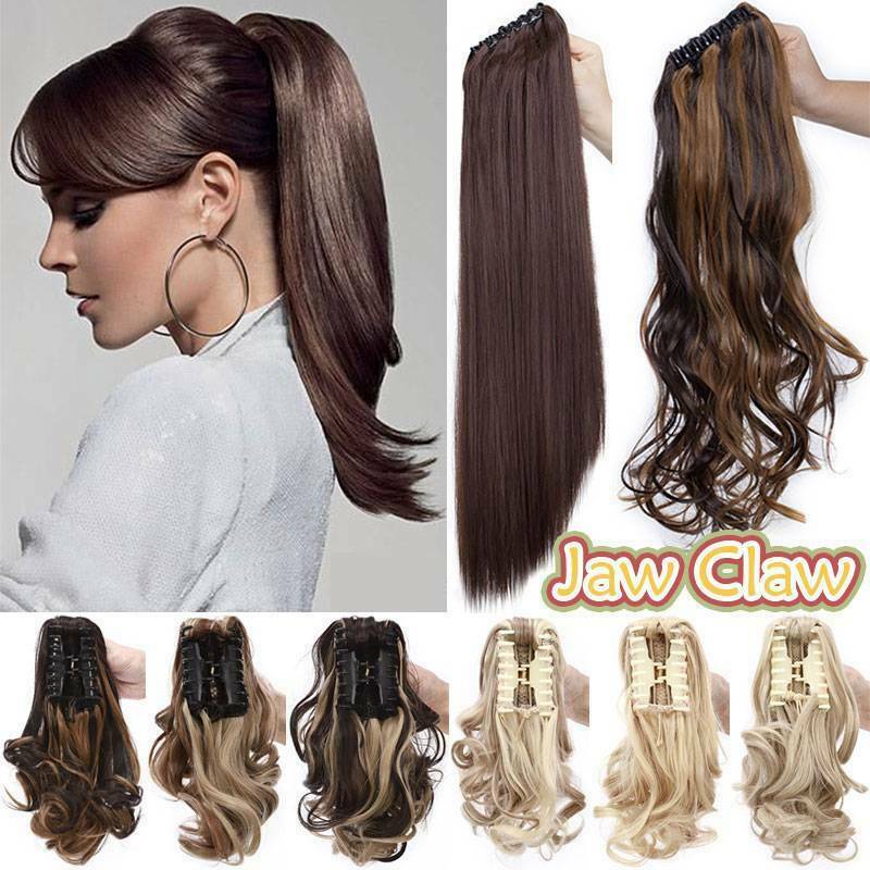 Real Thick Clip In Pony Tail Hair Extensions Claw Clip On Ponytail As Human Hair