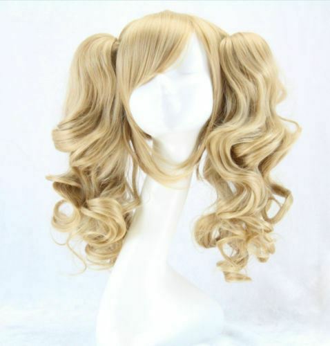 Halloween Lolita Full Curly Wig Pigtails Wavy Hair Cosplay Costume Party