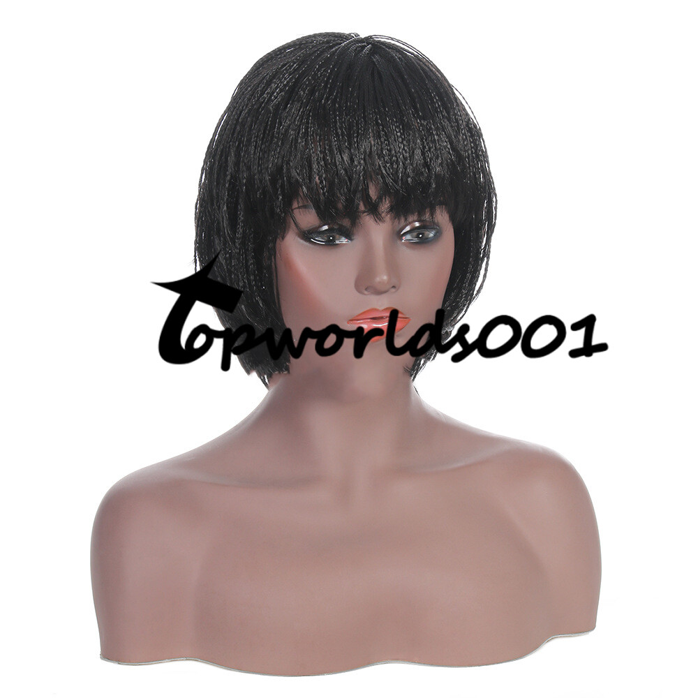 Micro Braided Wigs Bob Braids Wigs with Bangs for Black Women Natural Braids Wig