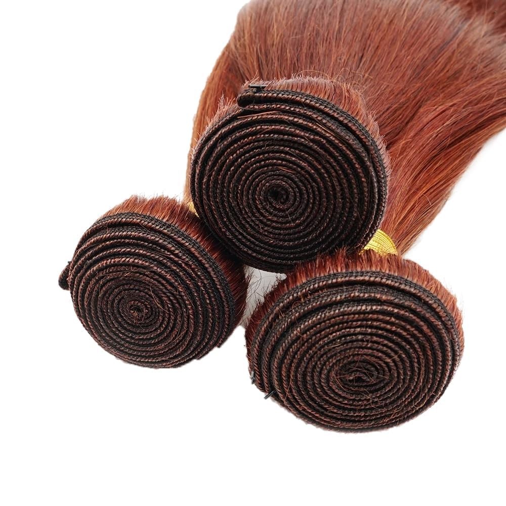 Xddnamei Brazilian Virgin Human Hair Bundles Reddish Brown Color 33 Straight