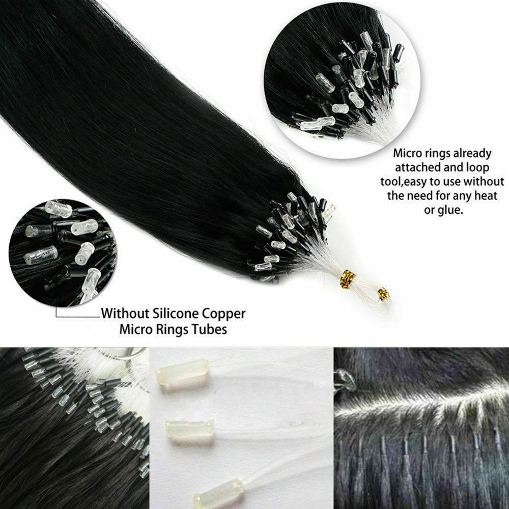 Micro Bead Loop Hair Extensions 100% Remy Human Hair Micro Rings Balayage Ombre