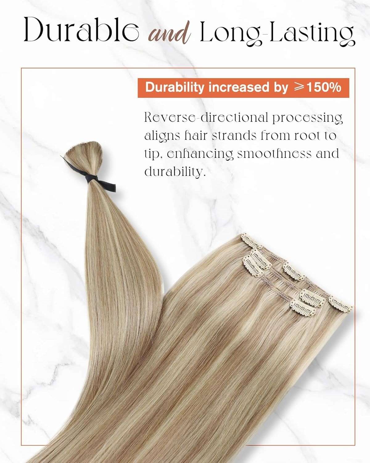 Sunny Hair CLIP-IN 18″ Golden Blonde Highlights Human Hair Extensions CP P18-613