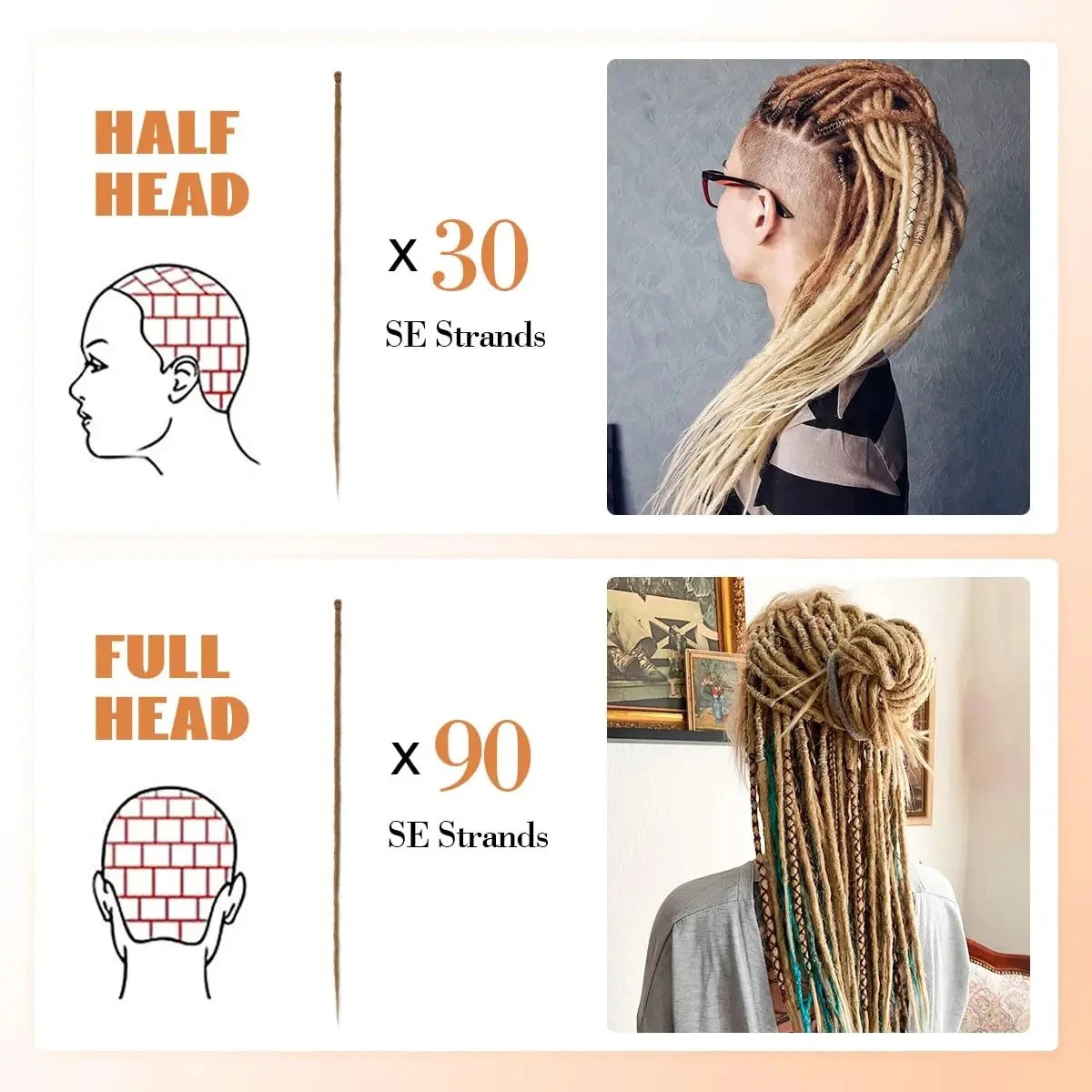 Hippie Style Single Ended Soft Synthetic Dreadlock Hair Extensions for Women