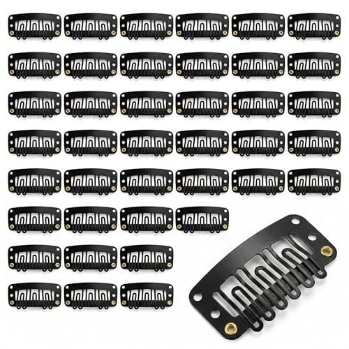 50 Pack Hair Extension Clips, 6 Teeth U-Shape Snap Clips for Hair Wefts, Wig &