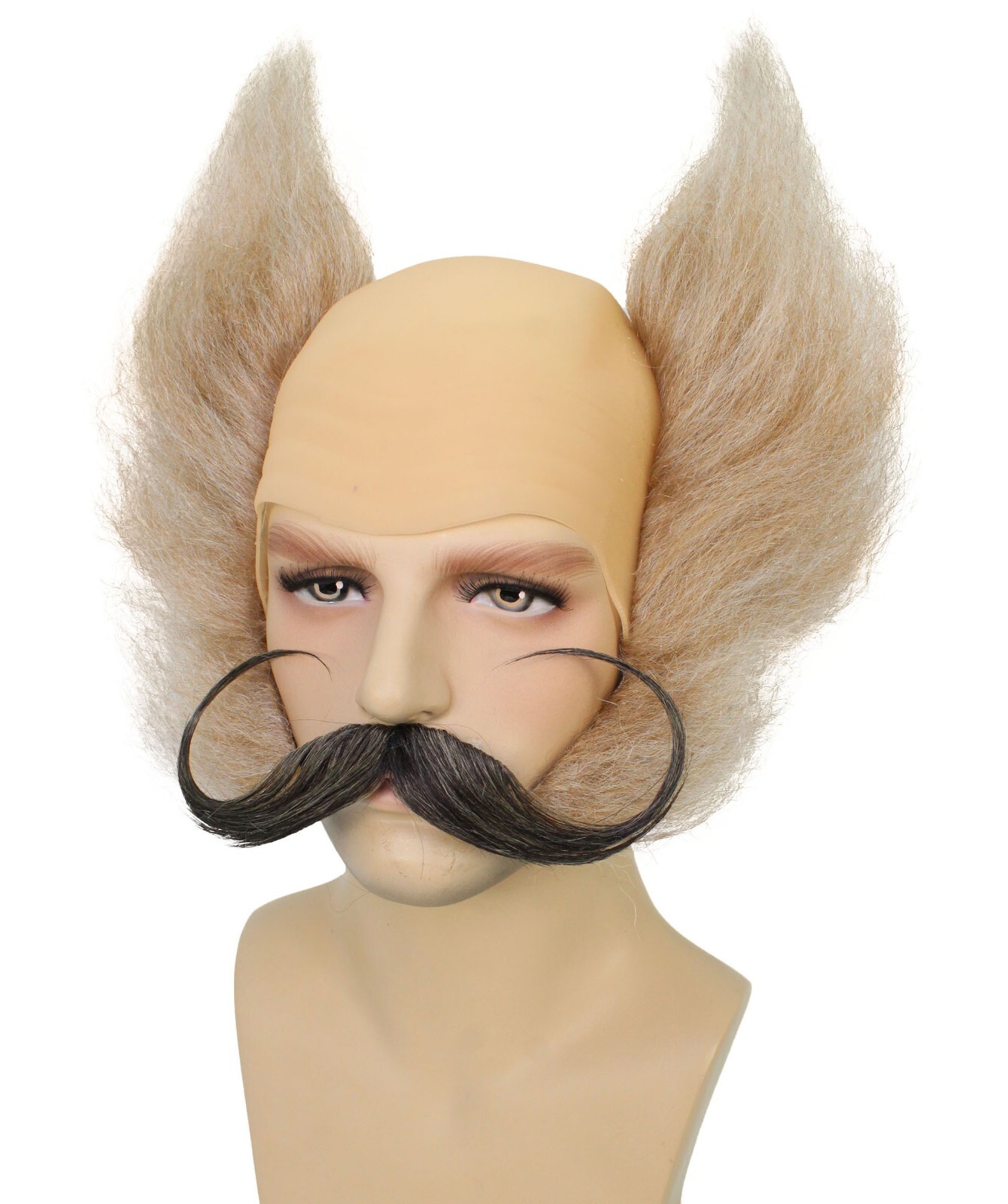 HPO Adult Blonde Side Hair Bald Wig with Mustache, HM-1667