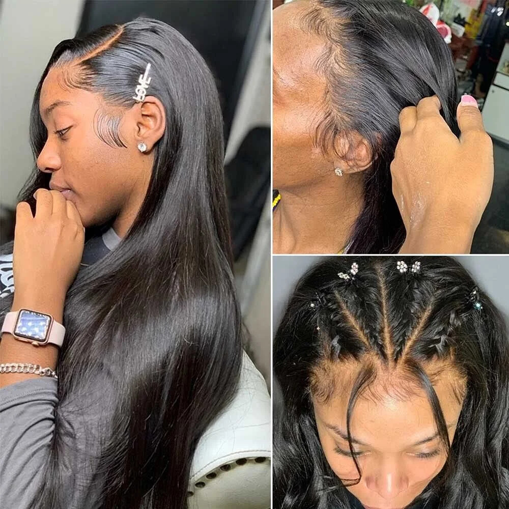Human Pre Plucked Bleached Knots Lace Wig Transparent Raw Hair Lace Front Wigs