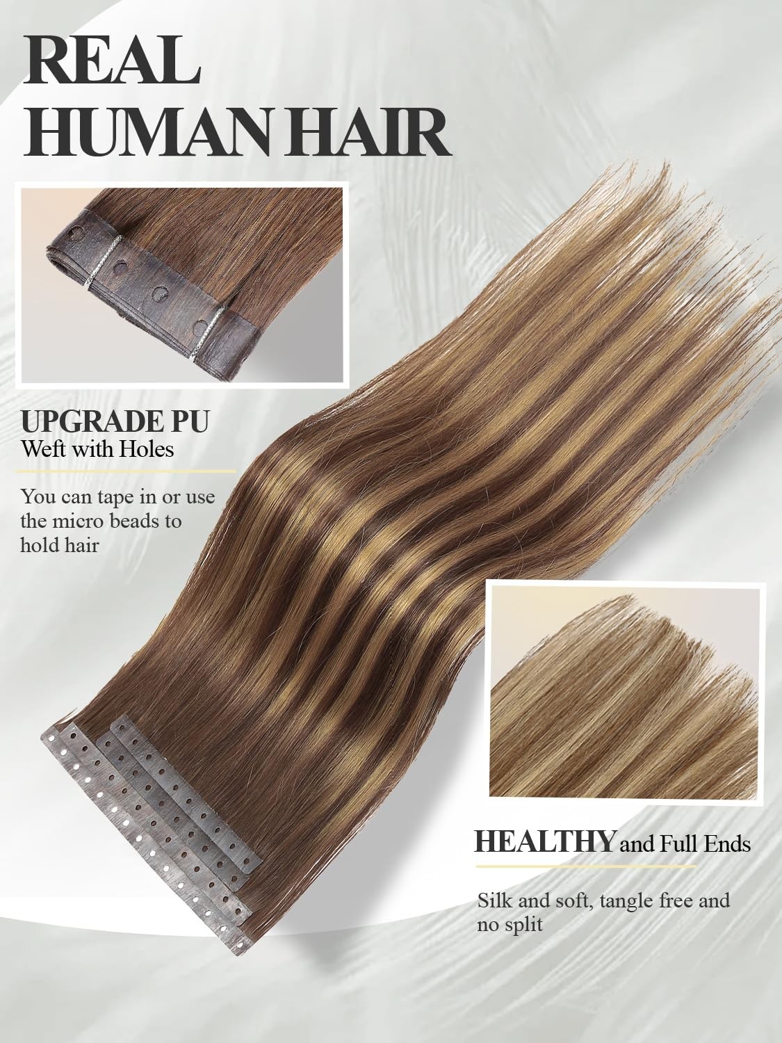 Hanne Fashion Invisible Weft Hair Extensions Human Hair Pu Skin Weft Micro Link