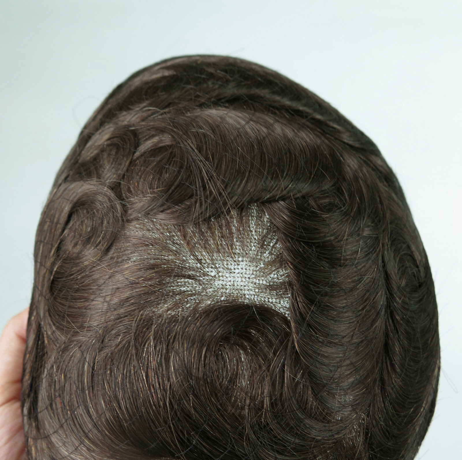 Toupee for Men Full French Lace Human Hair Replacement System Hairpieces #6