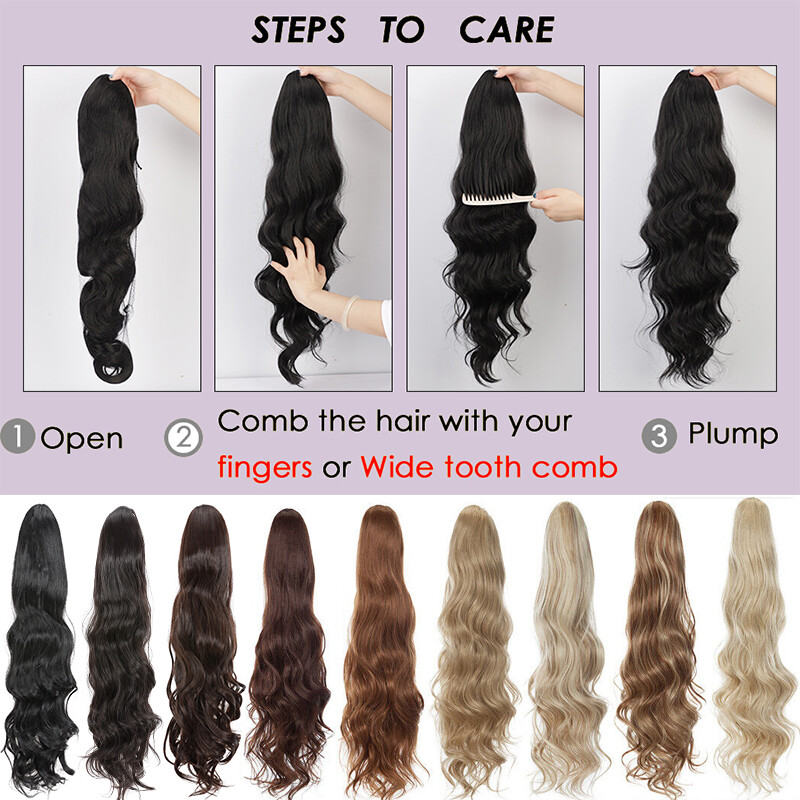 Long Drawstring Clip Ponytail Real As Human Hair Pony Tail Extension Balayage US