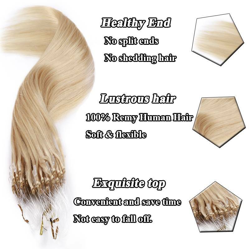 Clearance 1G Micro Loop Ring Tip 100% Remy Human Hair Extensions Nano Beads 200S