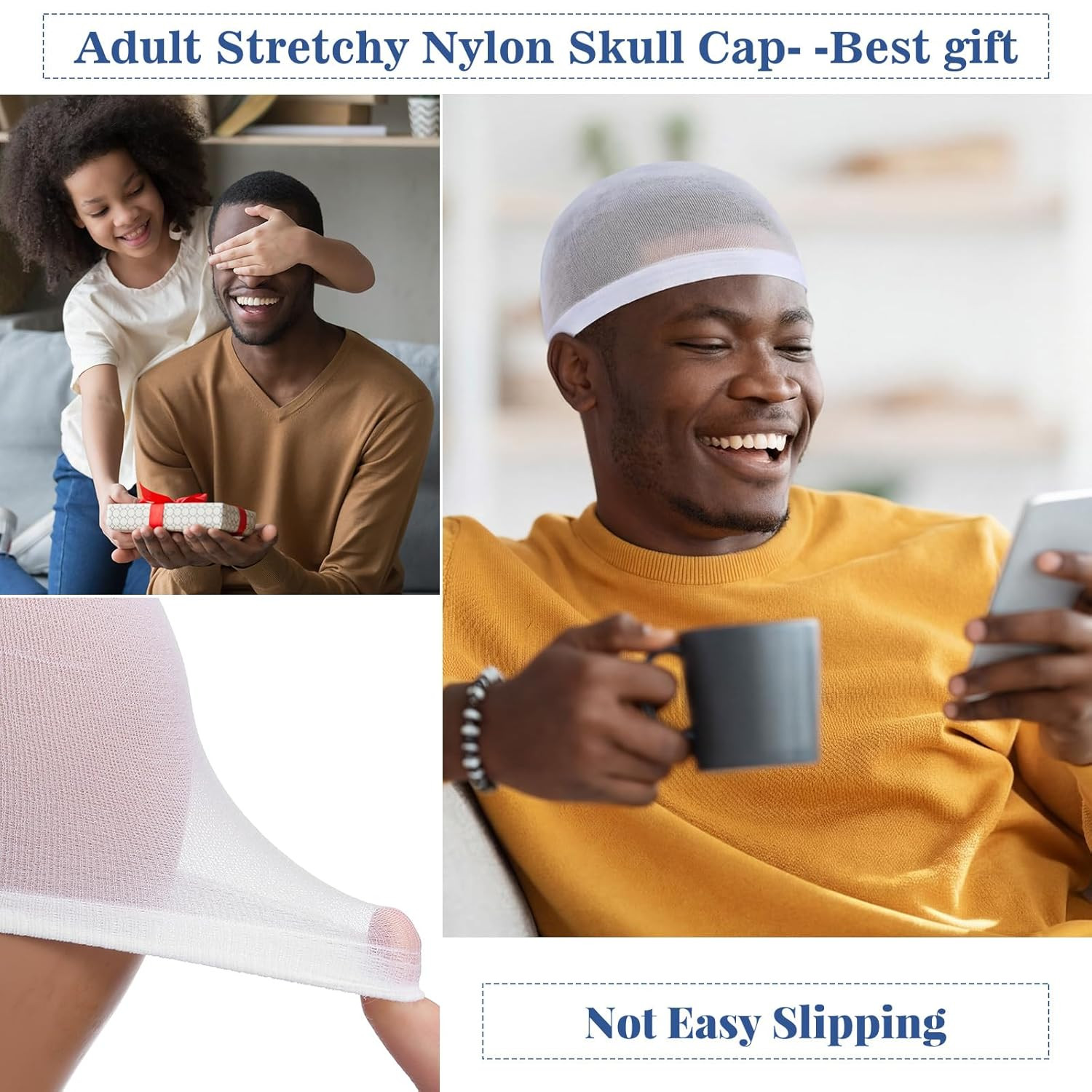 10 Pcs White Stocking Wave Cap Nylon Beanie Stretchy Wig Caps for Men Women